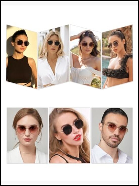 Retro Hexagon Square Polarized Sunglasses Vintage Hexagonal Polygon Shades main image 6